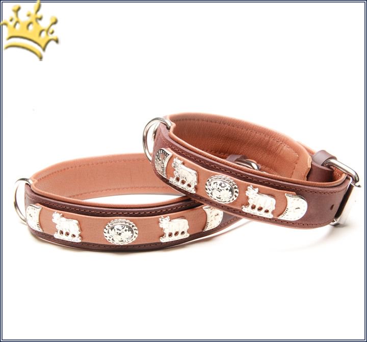 HundeLederhalsband Tiroler Flair Braun ★ Hundehalsbänder Leder
