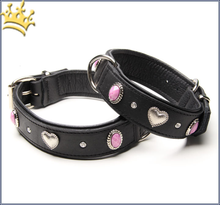 HundeLederhalsband Rosa Halsband für Hunde Lederhundehalsband