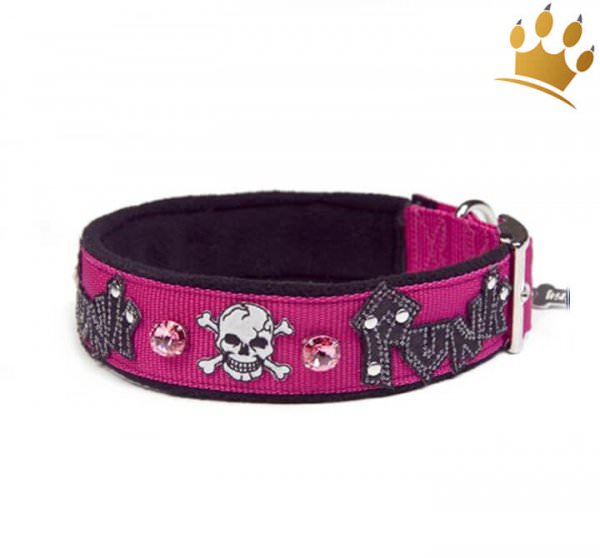 Halsband Punk De Luxe Halsband Nylon Pink große Hunde