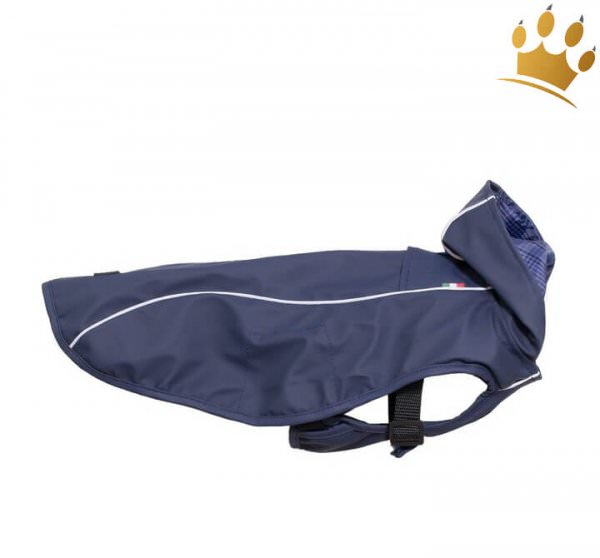 Regenmantel Hund Scotty Blau mit Geschirr Regenbekleidung für den