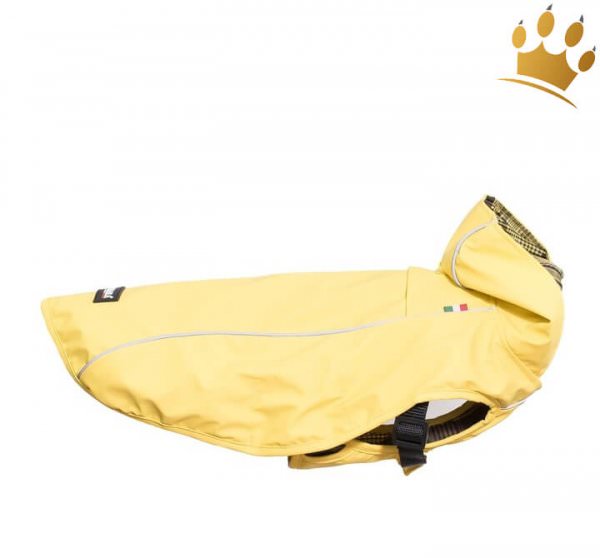 Regenmantel Hund Scotty Gelb mit Geschirr Regenbekleidung für den
